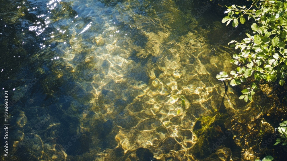 Crystal Clear Riverbed: A Serene Summer Day Crystal Clear Riverbed: A Serene Summer Day