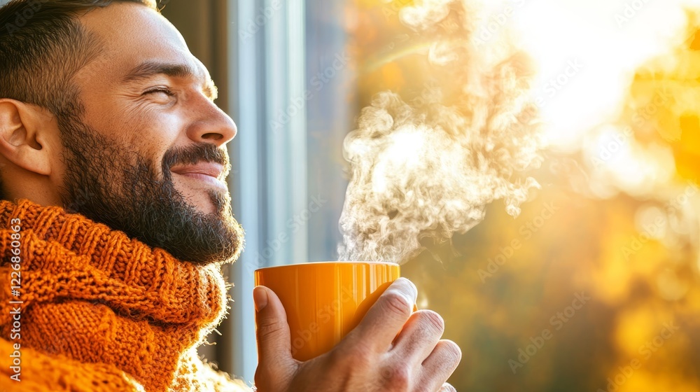Cozy Morning Coffee and Relaxation for Remote Digital Nomads in Sunlit Environment Cozy Morning Coffee and Relaxation for Remote Digital Nomads in Sunlit Environment