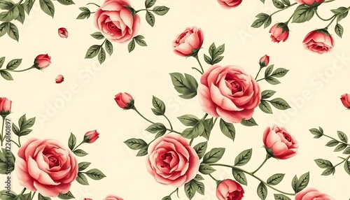 Delicate Pink Roses Floral Pattern Background