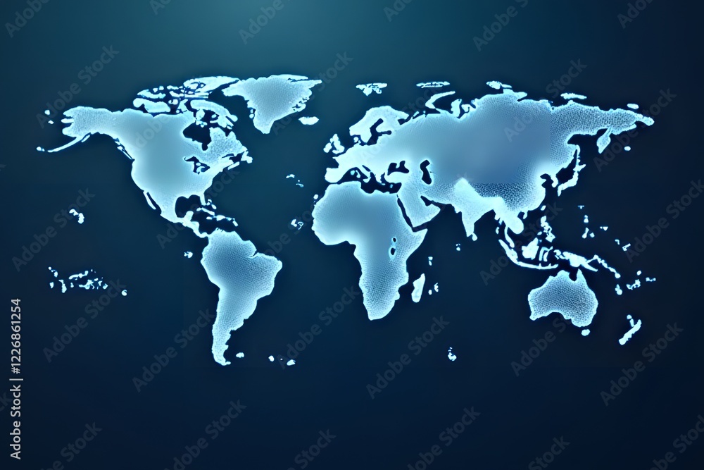 Captivating World Map Silhouette on Minimalist Dark Blue Backdrop Captivating World Map Silhouette on Minimalist Dark Blue Backdrop