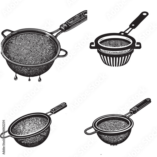 Detailed Vector of  the Strainer Silhouette Isolated on White Background" 