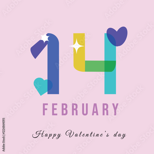14 february card. Happy Valentine's day banner. Vector illustration