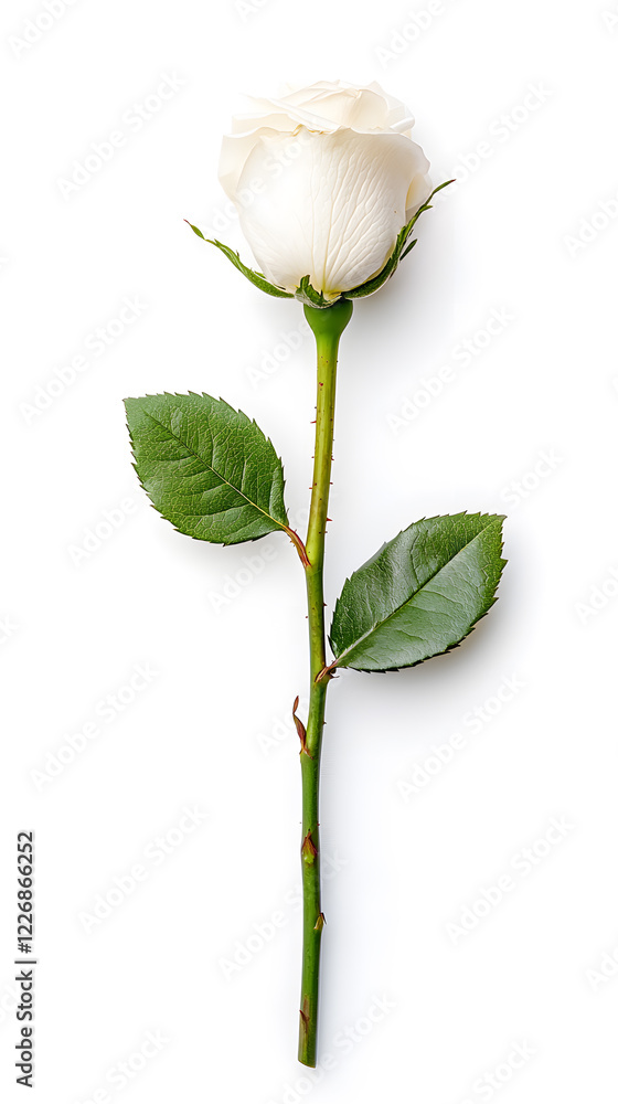 Obraz premium A single white flower rose, isolated white background,