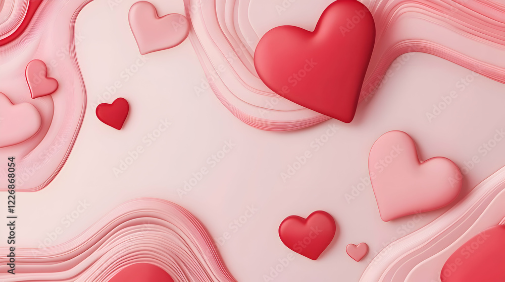 A vibrant seamless pattern of red and pink hearts scattered on a subtle abstract backdrop A vibrant seamless pattern of red and pink hearts scattered on a subtle abstract backdrop