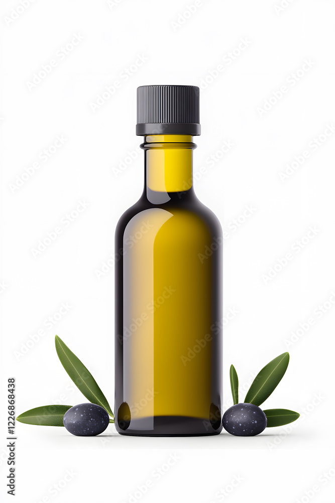 Olive Oil Bottle with blank label Mockup isolated on white background Olive Oil Bottle with blank label Mockup isolated on white background
