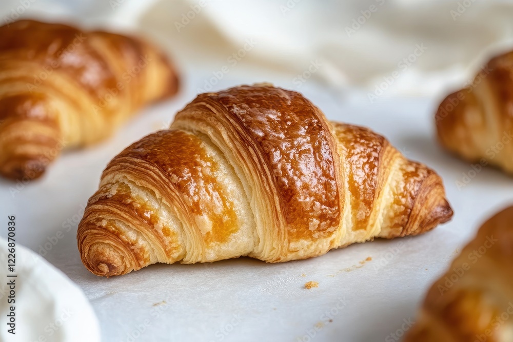 Golden croissants baking sheet kitchen breakfast Golden croissants baking sheet kitchen breakfast