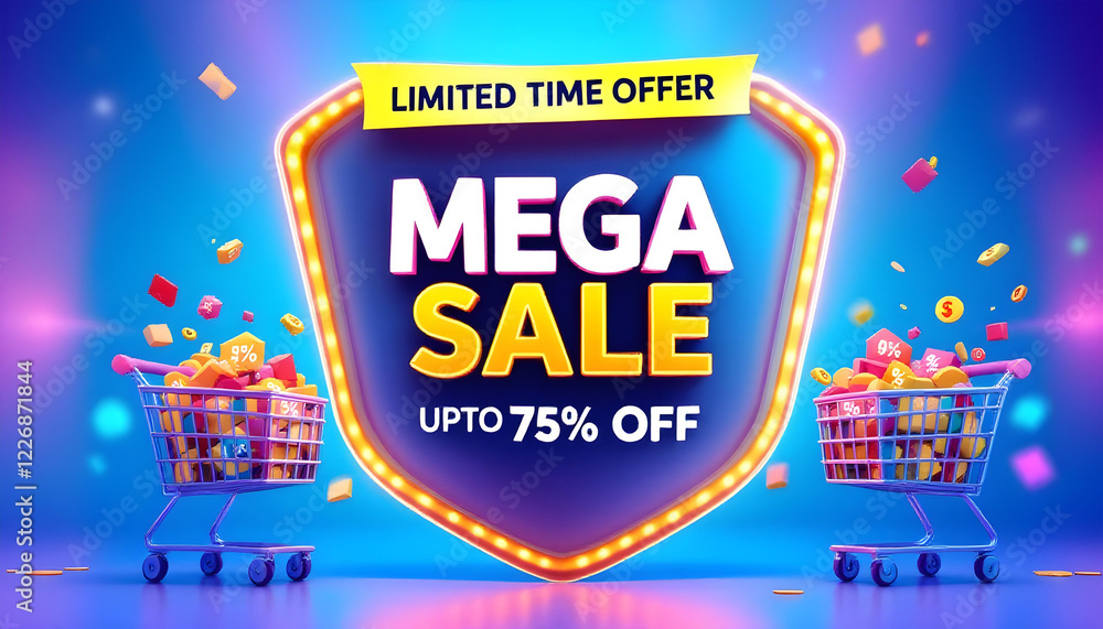 Fototapeta premium limited offer mega sale discount promotion badge text background