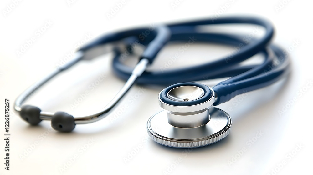 Stethoscope resting on a white surface symbolizing healthcare Stethoscope resting on a white surface symbolizing healthcare