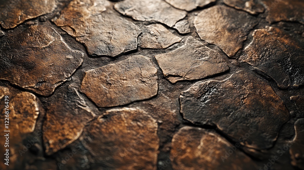 Close-Up View of Textured, Cracked Surface with Rich Brown and Black Tones Close-Up View of Textured, Cracked Surface with Rich Brown and Black Tones