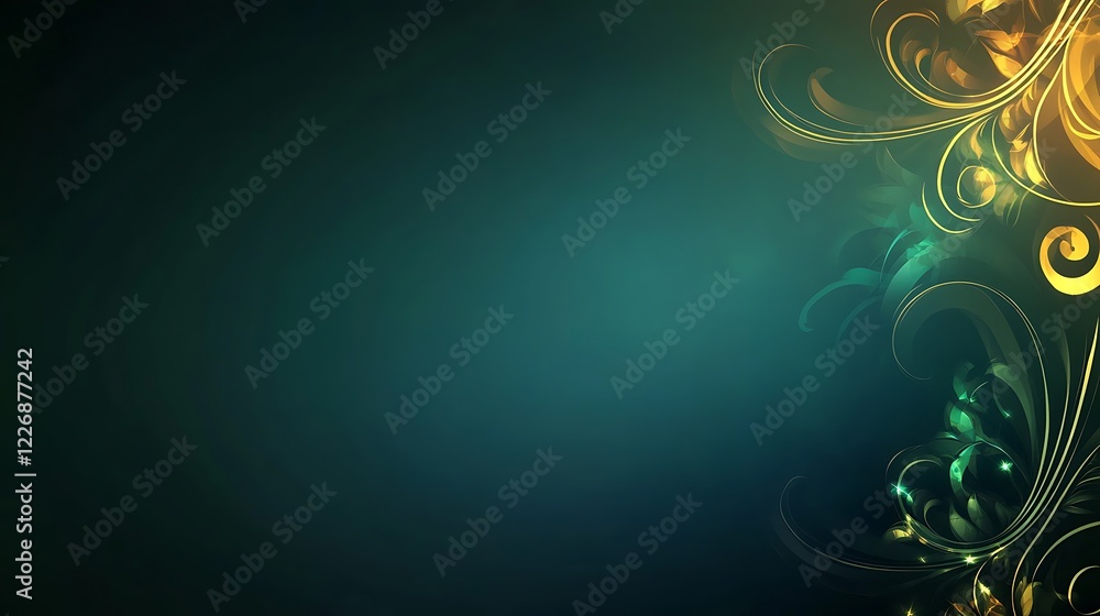 Abstract Gold And Green Floral Design Background Abstract Gold And Green Floral Design Background
