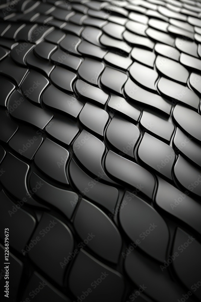 Fototapeta premium Abstract Black Wavy Pattern Background Texture Design