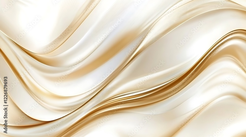 Obraz premium Abstract Gold and White Swirling Wave Design