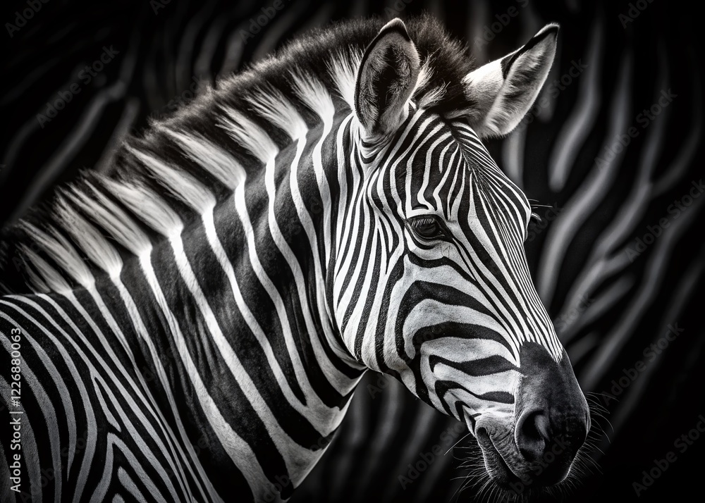 Fototapeta premium Zebra Skin Pattern - Black and White Low Light Artwork