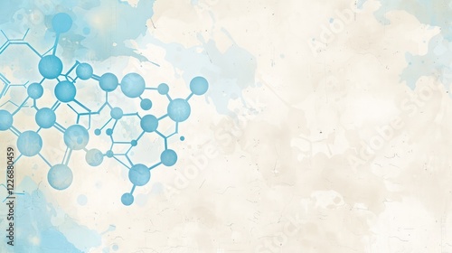 Abstract Molecular Structure Watercolor Background: Science, Research, and Technology Concept
