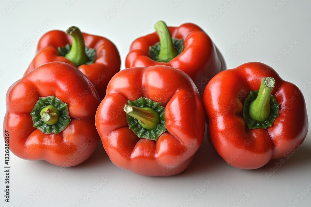 Fresh red bell peppers on white background, studio shot, food photography Fresh red bell peppers on white background, studio shot, food photography