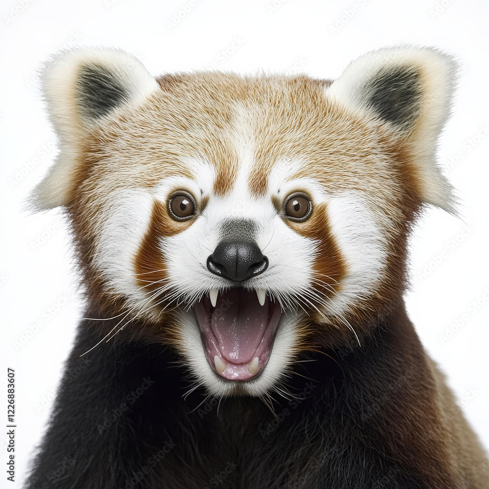Obraz premium Red Panda Portrait: Open-mouthed Close-up.