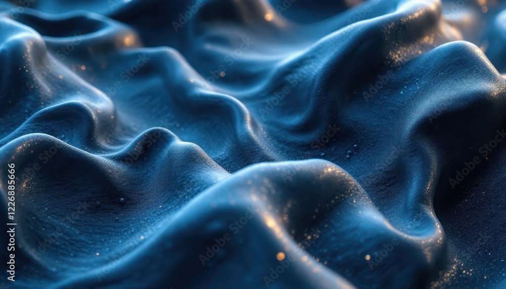 Obraz premium Abstract blue fabric waves with light reflections