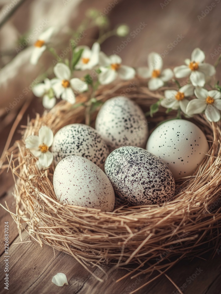 Obraz premium Easter egg nest in natural setting