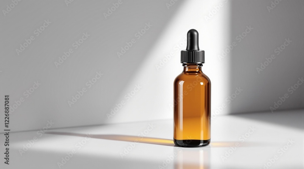 Fototapeta premium Amber Glass Dropper Bottle | Essential Oils & Skincare Serum Packaging