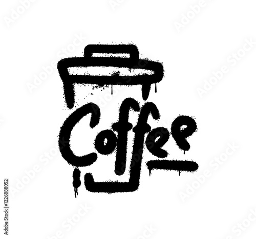 Coffee mug in graffiti style on white background