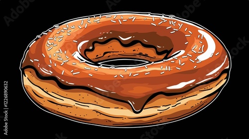 Delicious Sweet Donut Icon Flat Vector Illustration