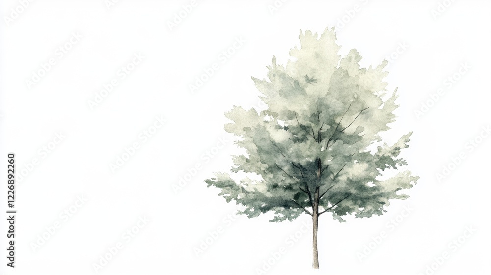 Soft Watercolor Tree Illustration on a Light Background Soft Watercolor Tree Illustration on a Light Background