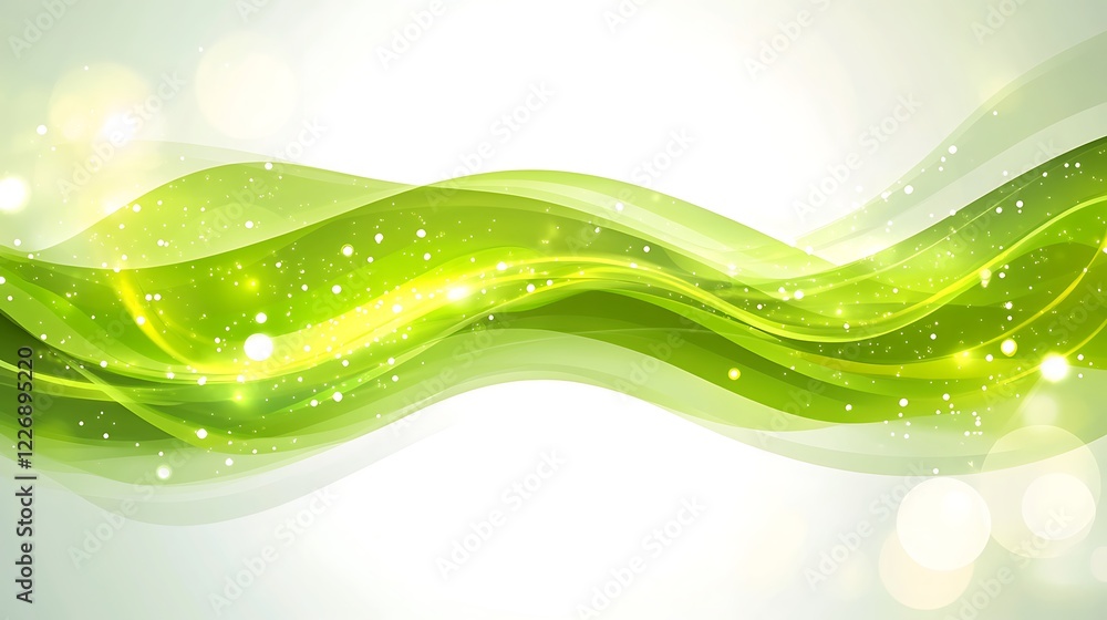 Abstract Green Wave Background With Sparkling Lights Abstract Green Wave Background With Sparkling Lights