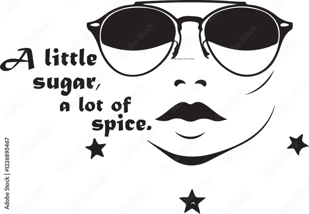 Little sugar a lot of spice sassy quotes typography with woman silhouette Little sugar a lot of spice sassy quotes typography with woman silhouette