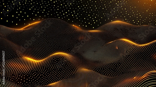 Wallpaper Mural Golden Abstract Wave Particle Landscape Design Torontodigital.ca