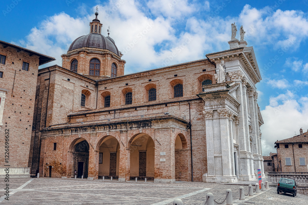 Obraz premium Catholic cathedral in Urbino, Italy dedicated to the Assumption of the Blessed Virgin Mary