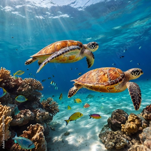 green sea turtle swimming