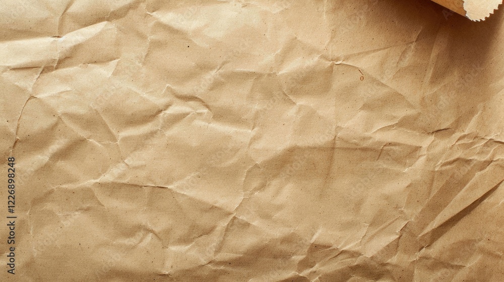 Fototapeta premium Old brown creased paper background, copy space for text