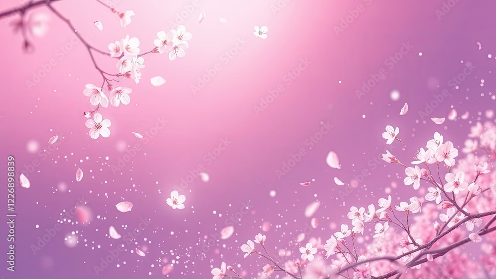 Cherry blossom petals gently falling, creating a dreamy, romantic atmosphere. Soft pink hues dominate the scene, evoking a sense of serenity and peace. Generative AI Cherry blossom petals gently falling, creating a dreamy, romantic atmosphere. Soft pink hues dominate the scene, evoking a sense of serenity and peace. Generative AI