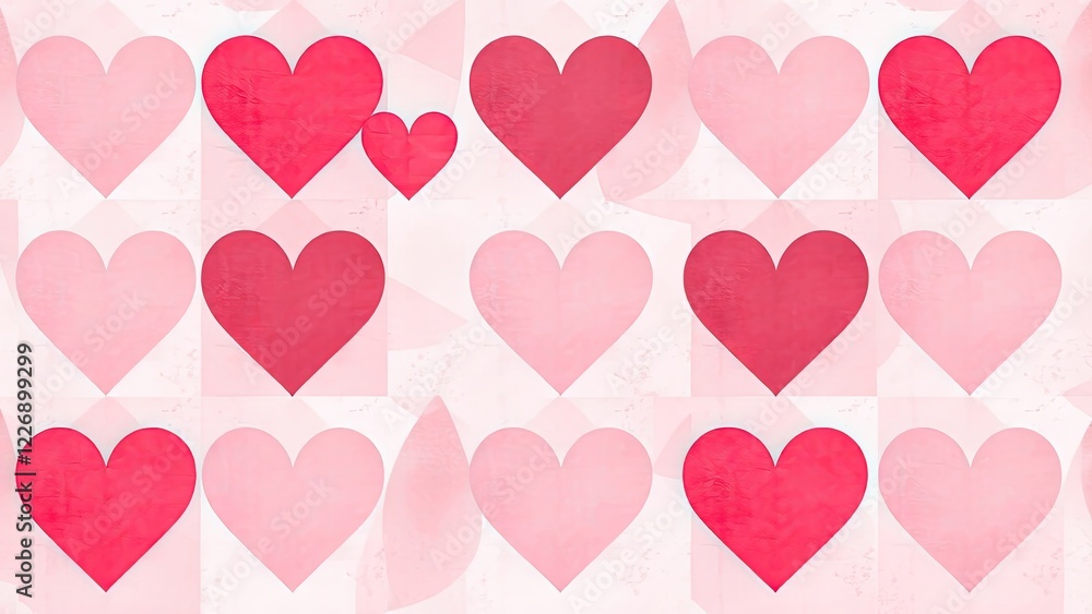 A pattern of pink hearts. The hearts are different shades of pink and are arranged in a grid. There are 15 hearts in total, and three of them are bigger and a darker shade of red. Generative AI A pattern of pink hearts. The hearts are different shades of pink and are arranged in a grid. There are 15 hearts in total, and three of them are bigger and a darker shade of red. Generative AI