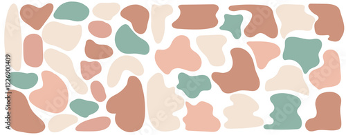 Set of various hand drawn abstract silhouette organic shapes, amorphous spots. Wavy liquid distorted shapes. Fashion spots, drops for beauty brand design, social media story template. Vector