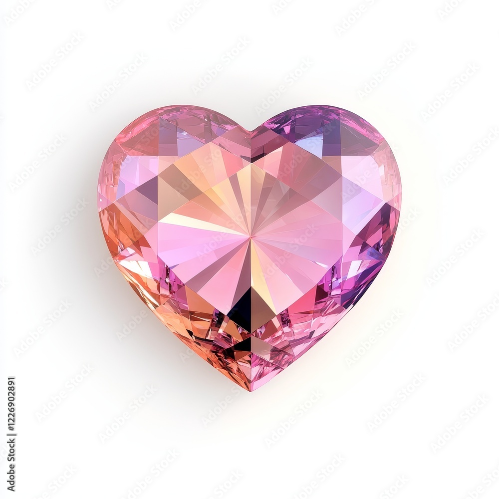 Sparkling love elements valentine concept. Heart-shaped pink gemstone with sparkling facets. Sparkling love elements valentine concept. Heart-shaped pink gemstone with sparkling facets.