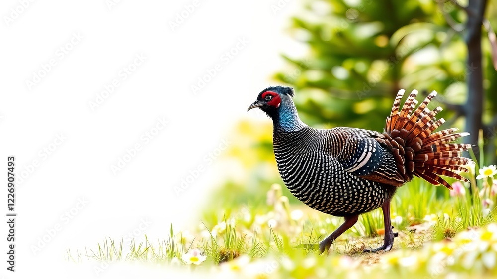 Fototapeta premium Alaskan Spruce Grouse Spring Stroll