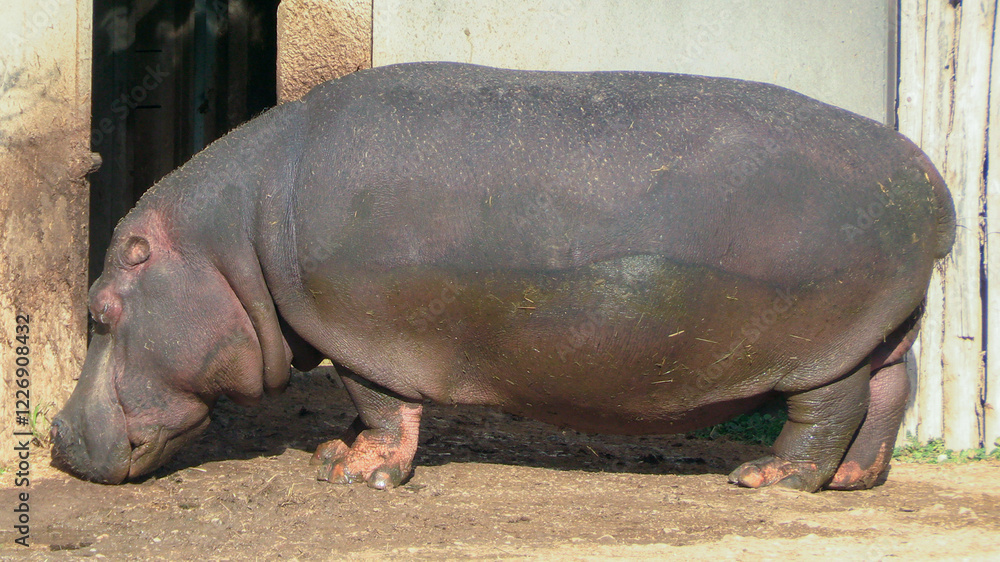 hippopotame, en gros plan, dans un parc animalier hippopotame, en gros plan, dans un parc animalier