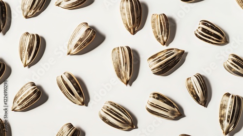Wallpaper Mural A group of sunflower seeds arranged in a pattern on a white background. Torontodigital.ca