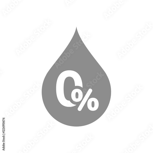 Zero percent alcohol or fats. 0% drop vector icon.