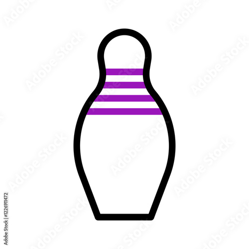 Bowling pin with purple stripes simple drawing