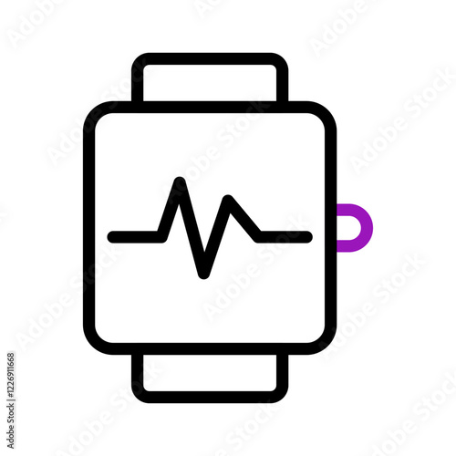 Smartwatch interface with a heartbeat monitor icon