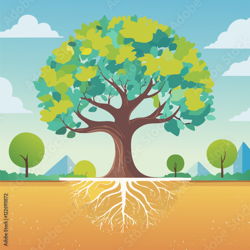 A detailed pixel art illustration depicting a tree with strong roots firmly planted in the ground