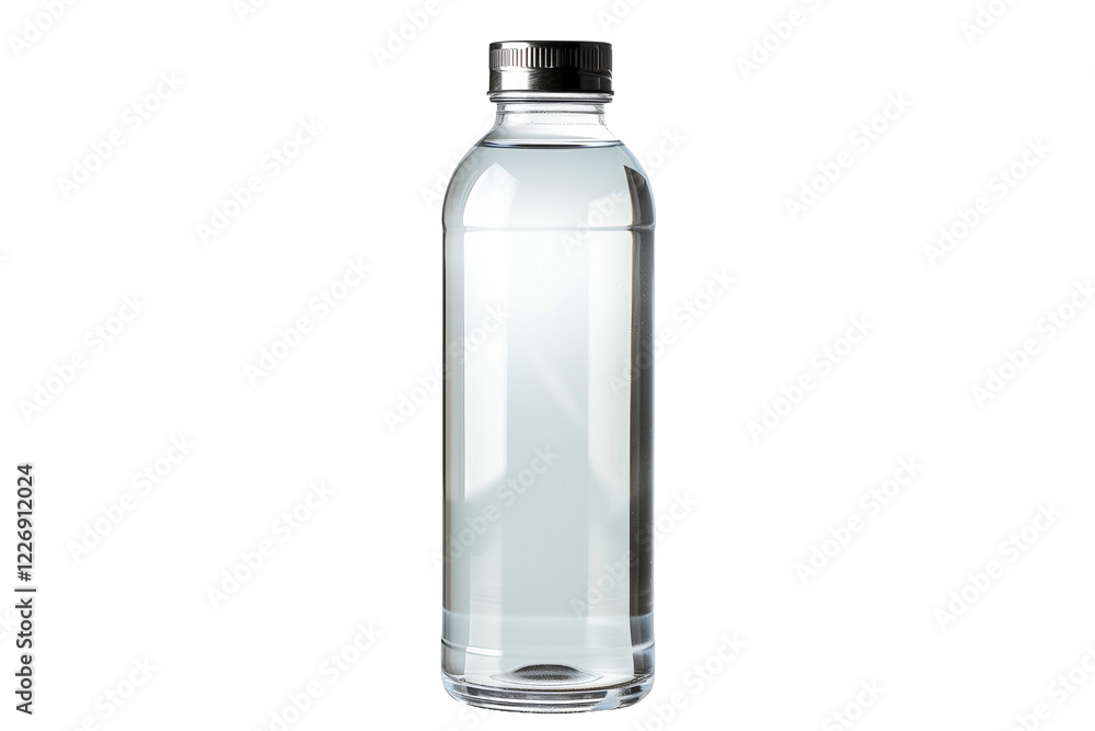 Reusable Transparent Water Bottle With Silver Cap on a White Background for Eco-Friendly Hydration Reusable Transparent Water Bottle With Silver Cap on a White Background for Eco-Friendly Hydration