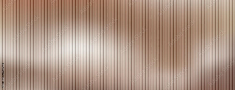Fototapeta premium Corrugated, fluted brown, bronze glass vector texture. Ribbed plastic gradient background
