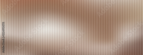 Corrugated, fluted brown, bronze glass vector texture. Ribbed plastic gradient background