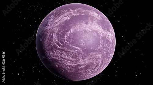 Glossy purple space planet. Fantasy space game UI comic moon or satellite vector icon with glass or gas surface. Alien creatures home world, fantastic galaxy fantasy planet photo