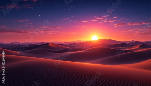 Wallpaper Mural  suns departure casts desert in amber glow tranquil Torontodigital.ca