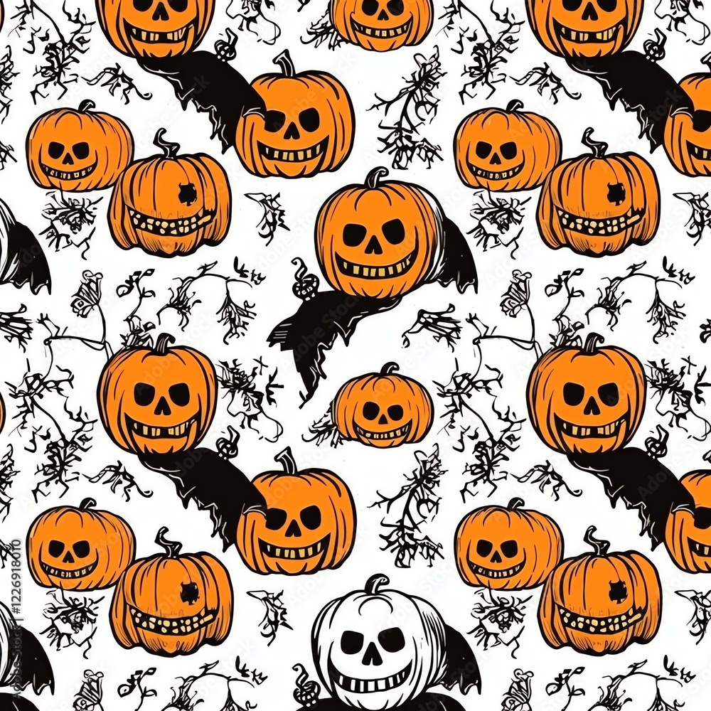 Orange black Halloween animation pattern white background Orange black Halloween animation pattern white background