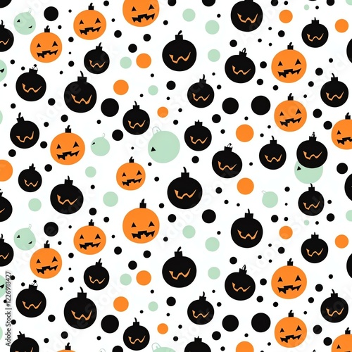 Wallpaper Mural Orange black Halloween animation pattern white background Torontodigital.ca